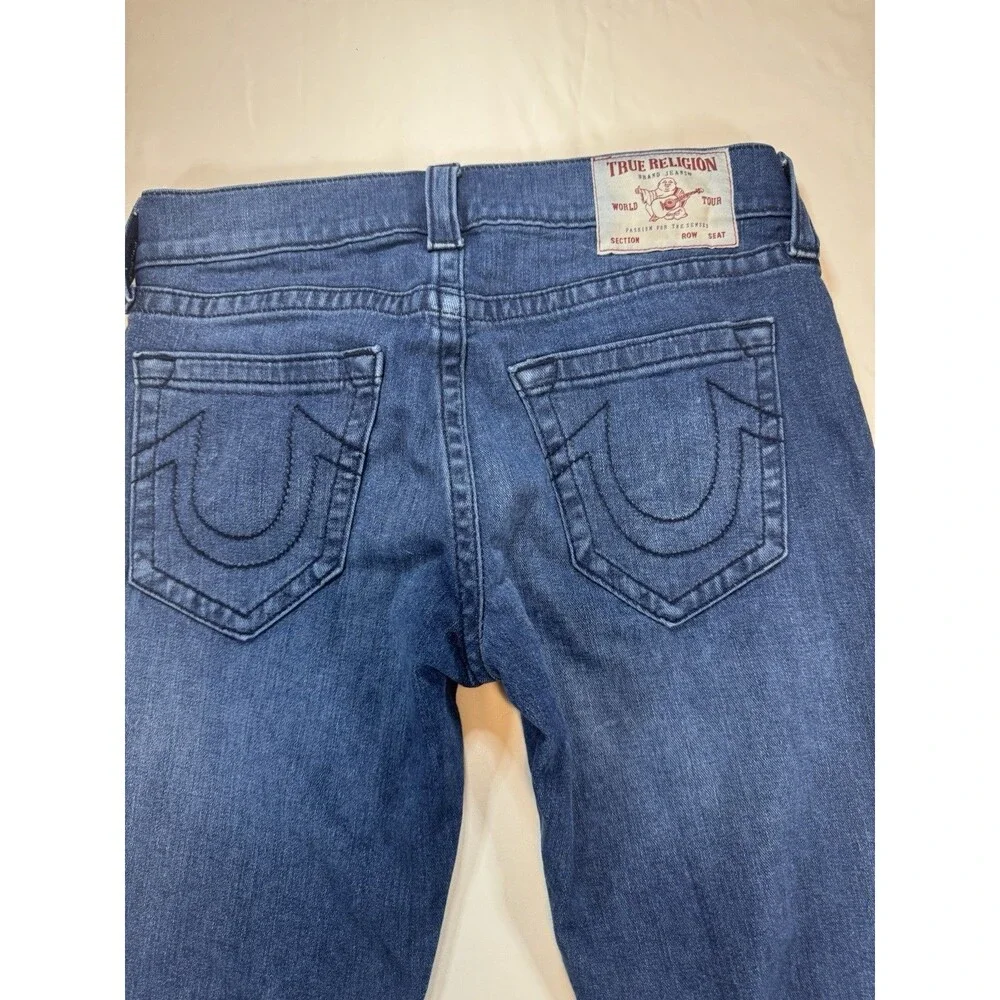 True Religion Ricky Straight Jeans Mens 31 Medium Wash Stretch Denim
